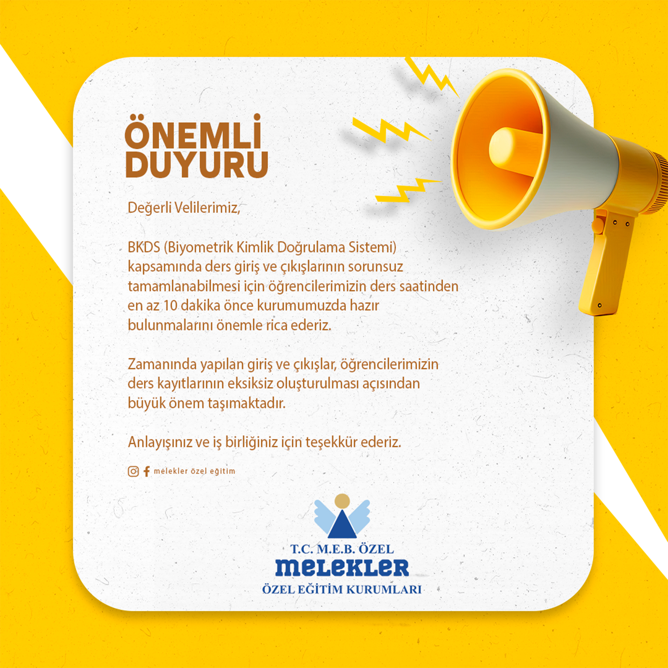 BKDS Ders Giriş ve Çıkış Saatleri Hakkında Önemli Bilgilendirme